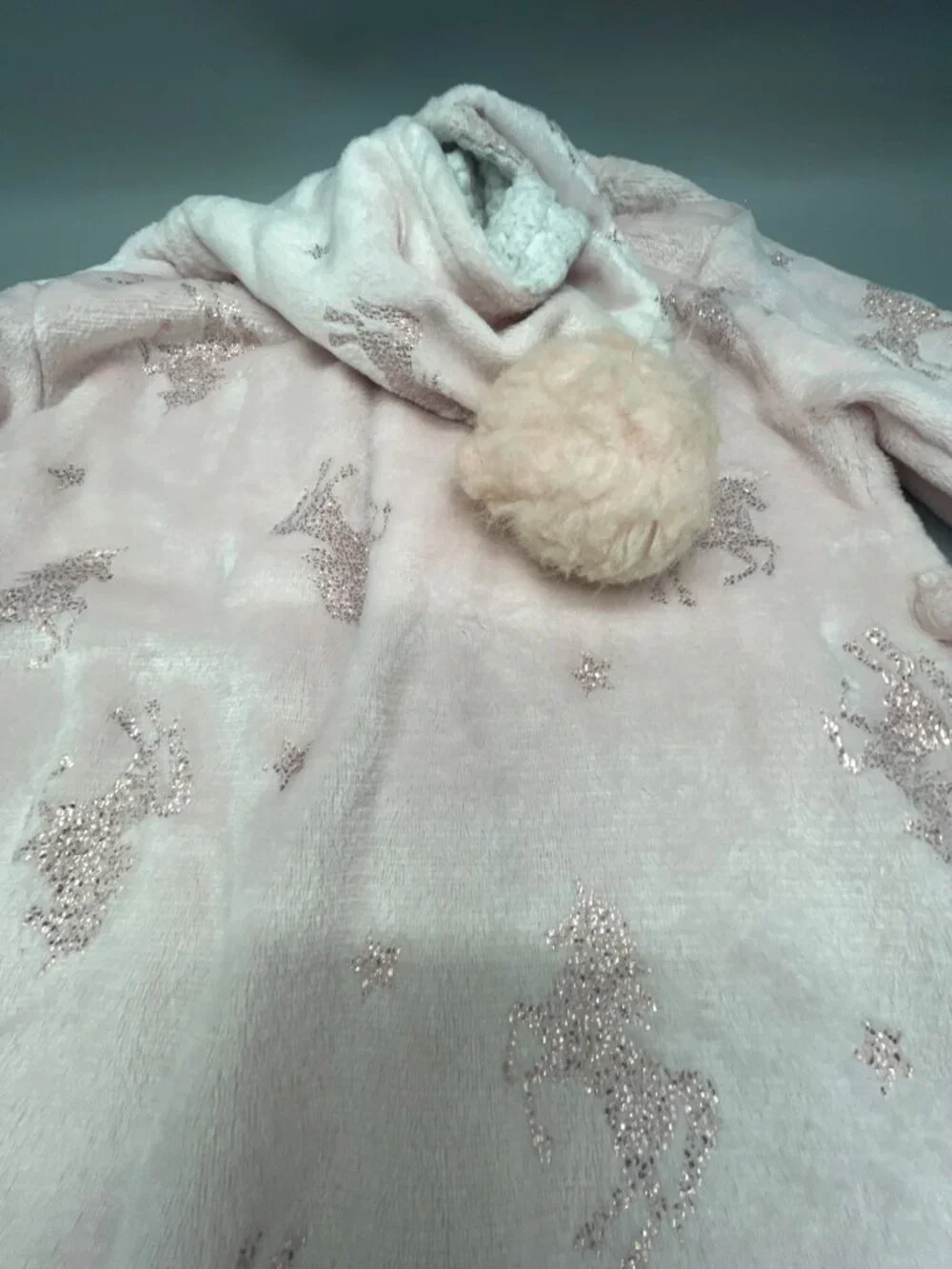 Kensie girl bathrobe unicorn pink hooded polyester kids size medium 10/12 READ
